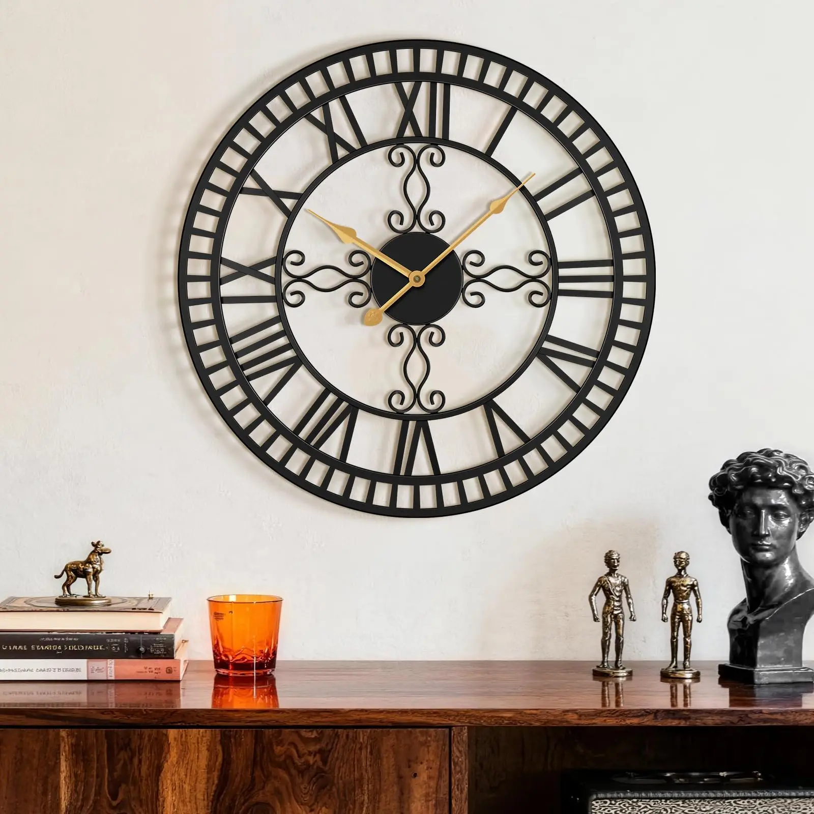 Large Black Metal Wall Clock 20 Inch Roman Numeral Silent Decorative For Living Room
Large Black Metal Wall Clock 20 Inch Roman Numeral Silent Decorative For Living Room