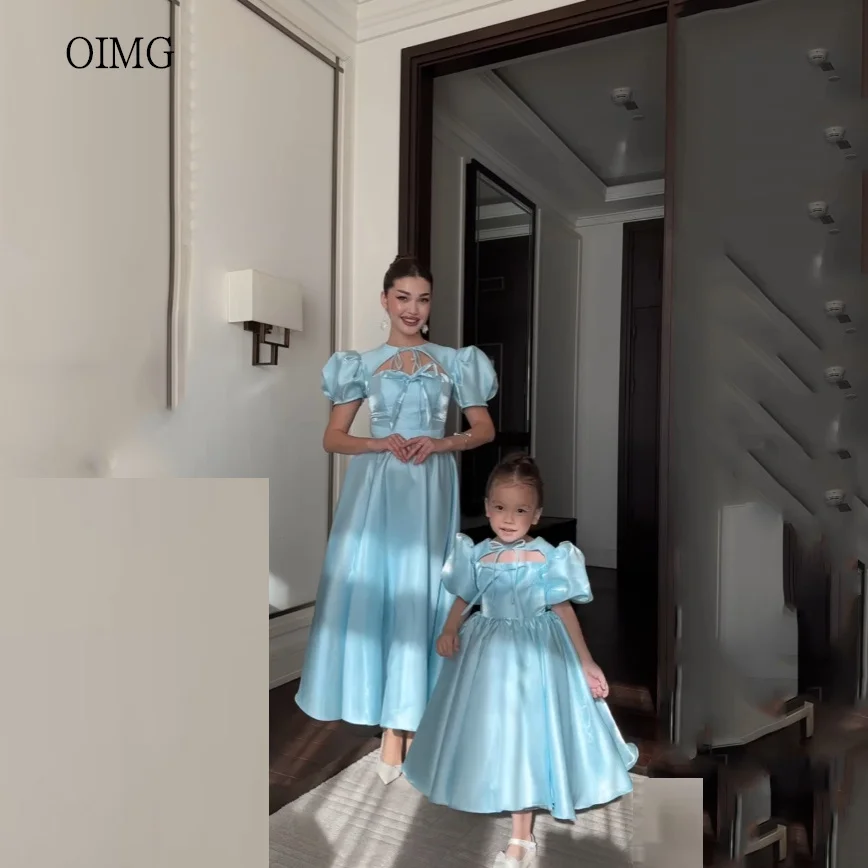 OIMG Shiny Princess Blue A Line Prom Gowns Puff Sleeves Party Gown Ankle Length Evening Dress vestidos de gala Customized
OIMG Shiny Princess Blue A Line Prom Gowns Puff Sleeves Party Gown Ankle Length Evening Dress vestidos de gala Customized