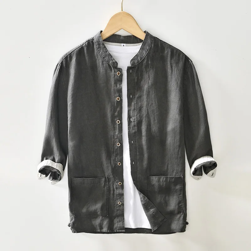 Pure Linen Men's irt Stand Collar Seven Sve Casual Loose Cotton Linen Breathable Thin Season ex Spring Autumn Winter
Pure Linen Men's irt Stand Collar Seven Sve Casual Loose Cotton Linen Breathable Thin Season ex Spring Autumn Winter