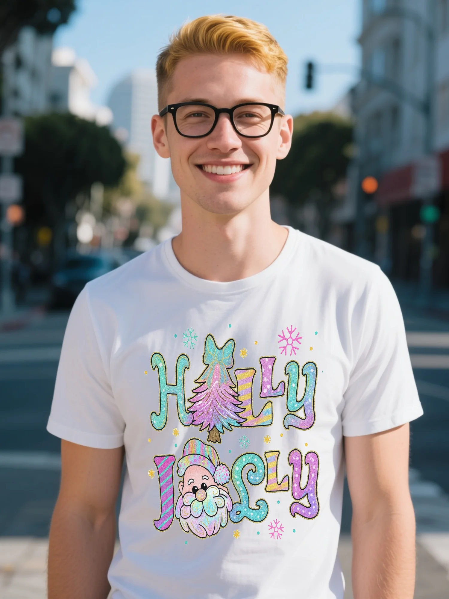 Men's White High Street T-Shirt - Abstract Snowman Print & Christmas Tree Design, Pre-Washed Lightweight
Men's White High Street T-Shirt - Abstract Snowman Print & Christmas Tree Design, Pre-Washed Lightweight