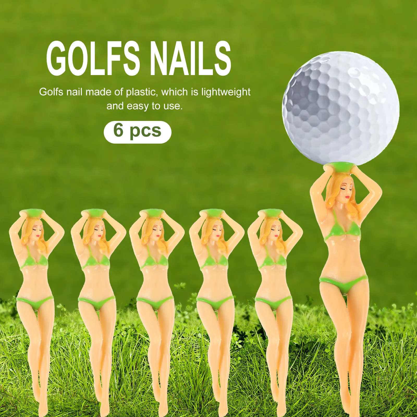 6Pcs Bikini Golf Tees Lightweight Reusable Tall Female Shape Tees Stable Ball Holders for Golf Course Outdoor Games Gear
6Pcs Bikini Golf Tees Lightweight Reusable Tall Female Shape Tees Stable Ball Holders for Golf Course Outdoor Games Gear