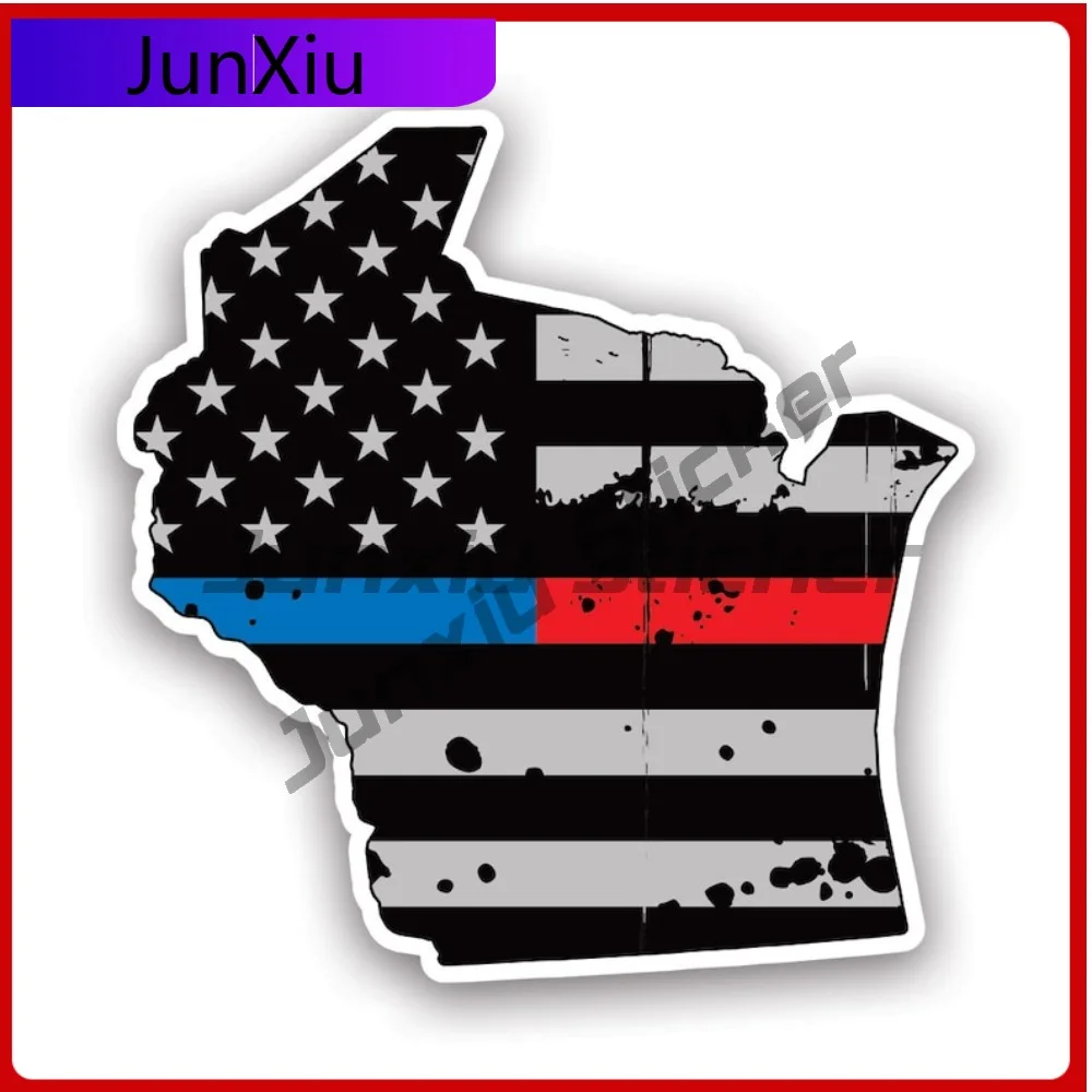 Distressed Thin Blue Red Line Wisconsin State Shaped Subdued Us Flag Sticker Creative Decals State Flag Patriotic Car Sticker
Distressed Thin Blue Red Line Wisconsin State Shaped Subdued Us Flag Sticker Creative Decals State Flag Patriotic Car Sticker