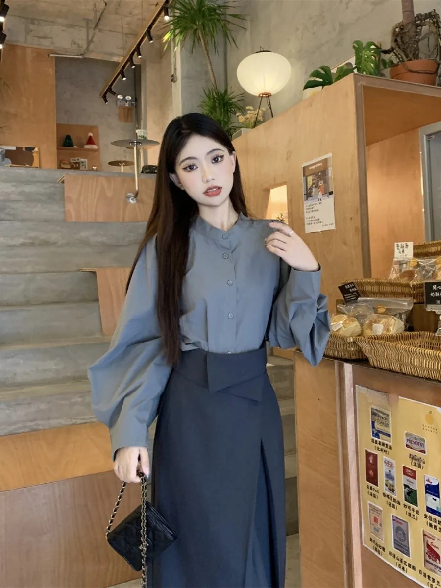 Retro Lantern Sleeve Shirt Midi Skirt Set Women's Fashionable Two-Piece Suit Autumn 2024 New Design Half-length Flared Skirt
Retro Lantern Sleeve Shirt Midi Skirt Set Women's Fashionable Two-Piece Suit Autumn 2024 New Design Half-length Flared Skirt