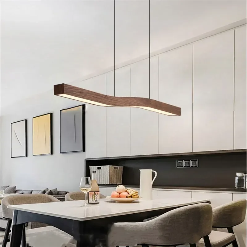 Retro Camur Linear Pendant Light Walnut Wood Grain Long Strip Lamps Restaurant Hanging Lamp Loft Artistic Creativity Dining Room Retro Camur Linear Pendant Light Walnut Wood Grain Long Strip Lamps Restaurant Hanging Lamp Loft Artistic Creativity Dining Room