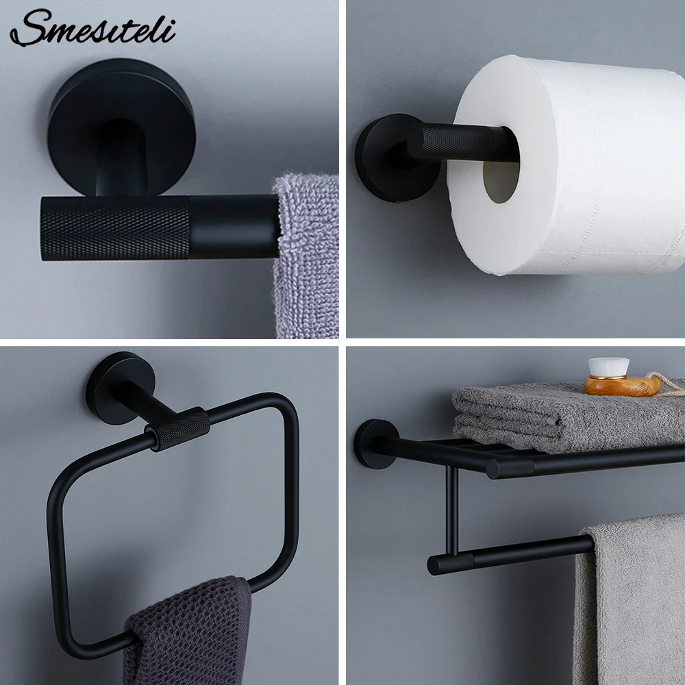 Matte Black Bathroom Accessories Brass Knurled Kit Paper Holder Towel Rack Shelf Single Towel Holder Toilet Brush Holder Hook
Matte Black Bathroom Accessories Brass Knurled Kit Paper Holder Towel Rack Shelf Single Towel Holder Toilet Brush Holder Hook