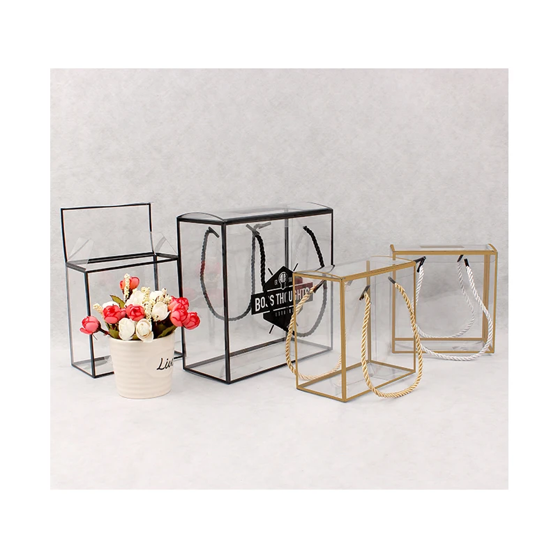 Luxury PET Shopping Gift Bag Customized LOGO On Transparent Handle Clear Plastic Box
Luxury PET Shopping Gift Bag Customized LOGO On Transparent Handle Clear Plastic Box