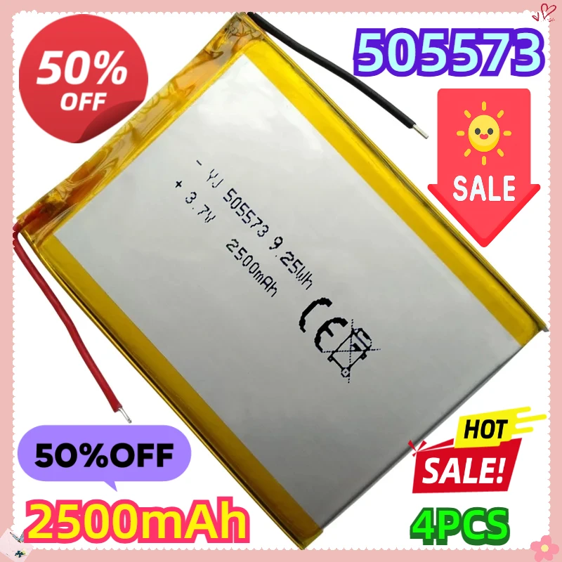 For Power Banks LED Lights Portable Fans DIY Tools & Electronic Devic 505573 3.7V 2500mAh Rechargeable Li-ion Polymer Battery
For Power Banks LED Lights Portable Fans DIY Tools & Electronic Devic 505573 3.7V 2500mAh Rechargeable Li-ion Polymer Battery