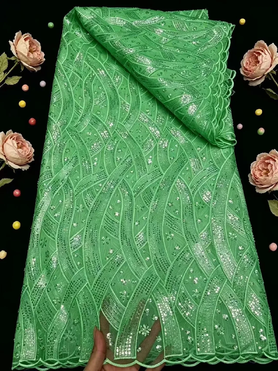2026 High-Quality African Nigerian Sequins Cotton Embroidery Lace Fabric Tulle for Luxury Wedding Party Dresses Chiffon 5 Yards
2026 High-Quality African Nigerian Sequins Cotton Embroidery Lace Fabric Tulle for Luxury Wedding Party Dresses Chiffon 5 Yards