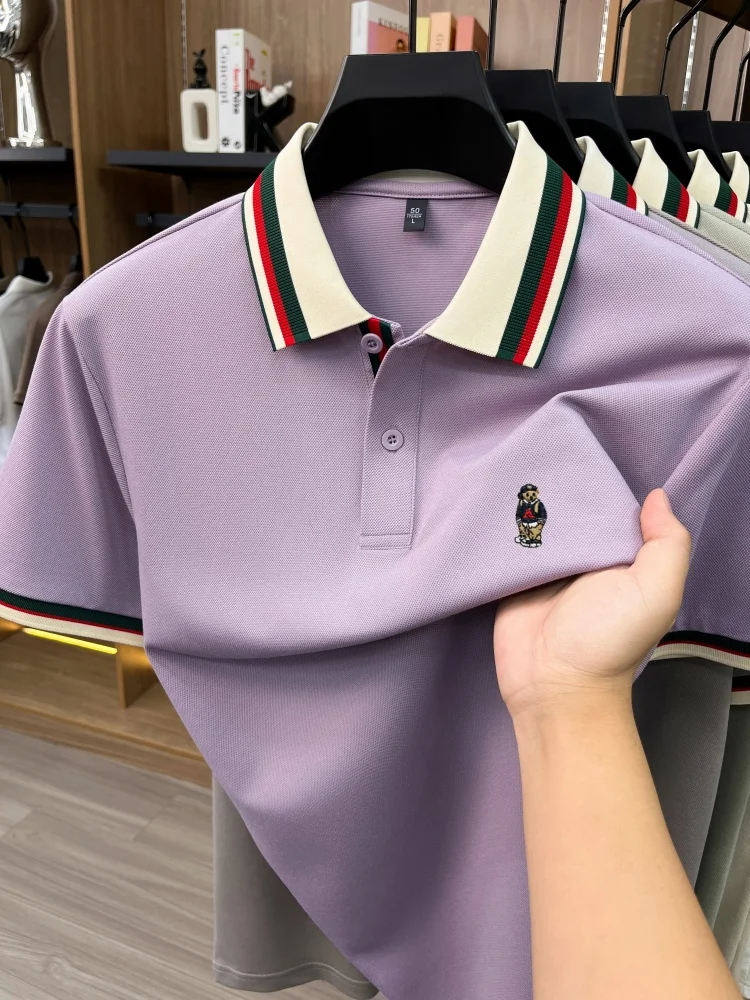 High end cotton short sleeve polo shirt men's summer breathable top fashion brand boutique bear embroidery Korean casual T-shirt
High end cotton short sleeve polo shirt men's summer breathable top fashion brand boutique bear embroidery Korean casual T-shirt