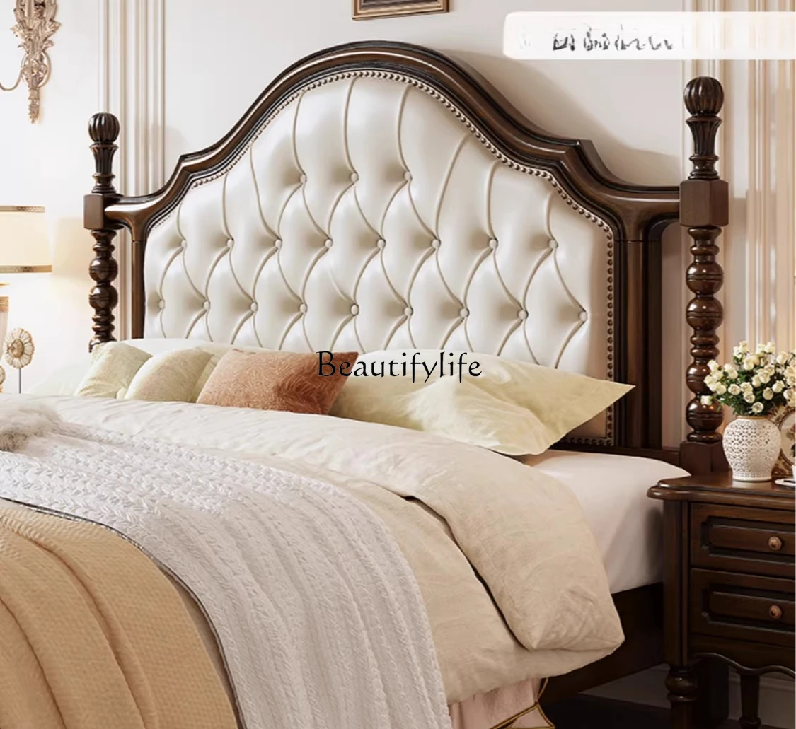 American Country Retro Solid Wood Bed with Soft Upholstery, Simple Home Storage Wedding Bed
American Country Retro Solid Wood Bed with Soft Upholstery, Simple Home Storage Wedding Bed