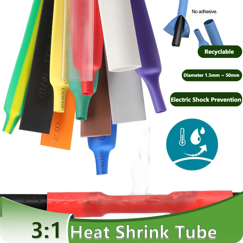 1~10m 3:1 Heat Shrink Tubing No Glue Wire Cable Protect Tube Waterproof Polyolefin Insulated Sleeve Diameter 1.5mm ~ 50mm Cable
1~10m 3:1 Heat Shrink Tubing No Glue Wire Cable Protect Tube Waterproof Polyolefin Insulated Sleeve Diameter 1.5mm ~ 50mm Cable