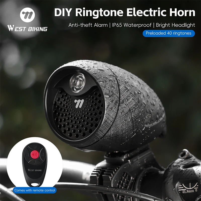 WEST BIKING 4-in-1 Bicycle Bell Horn with Anti-Theft Alarm Headlight Remote Control Waterproof Rechargeable Safety Accessories
WEST BIKING 4-in-1 Bicycle Bell Horn with Anti-Theft Alarm Headlight Remote Control Waterproof Rechargeable Safety Accessories