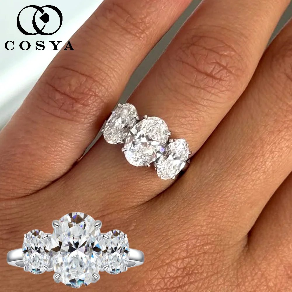 COSYA 3/6CT Oval Cut Moissanite 3 Stone Ring for Women 100% S925 Silver Certified Lab Diamond Wedding Band Fine Jewelry Gift
COSYA 3/6CT Oval Cut Moissanite 3 Stone Ring for Women 100% S925 Silver Certified Lab Diamond Wedding Band Fine Jewelry Gift