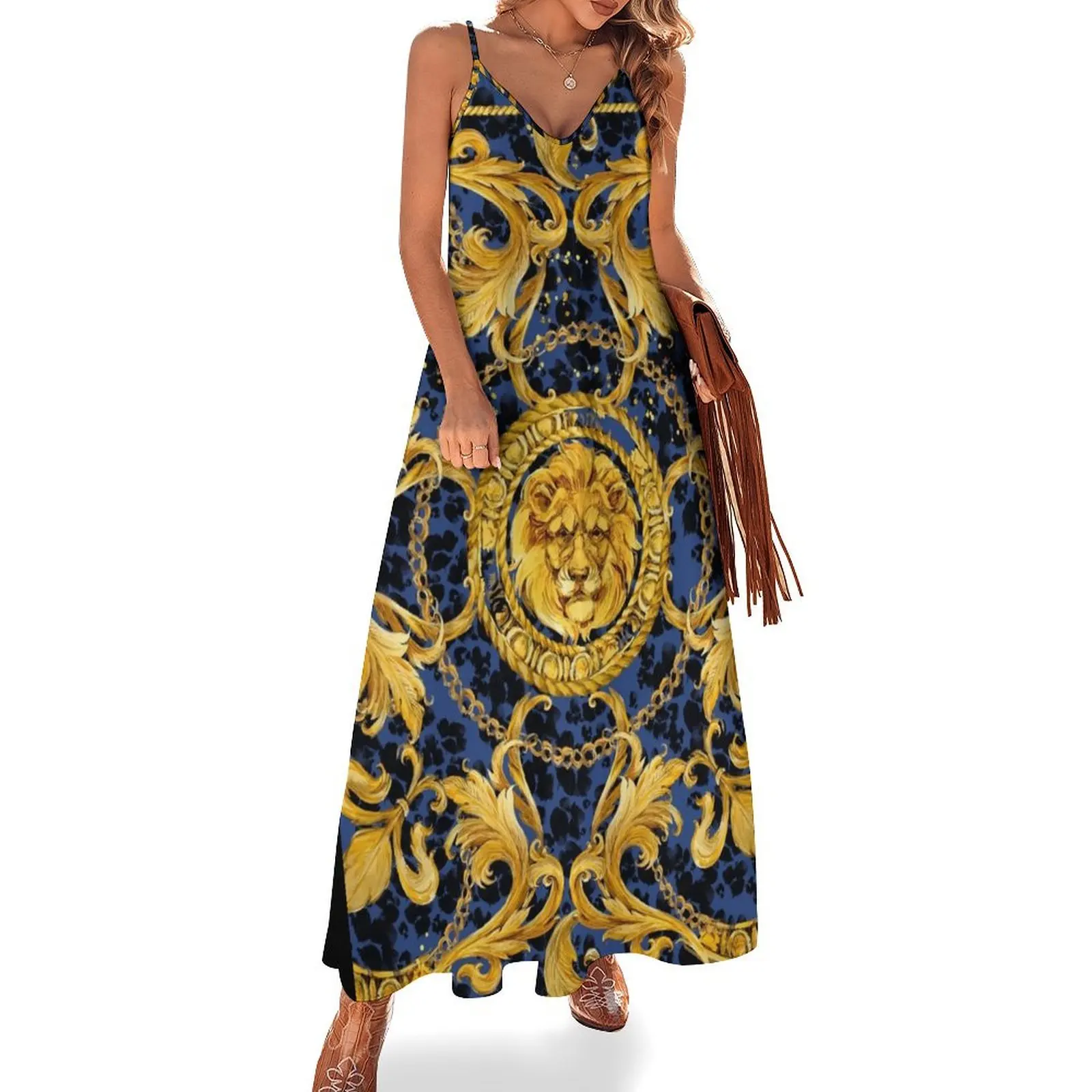 golden lion and damask ornament. Sleeveless Dress Elegant gown dress for woman beach dresses Dress
golden lion and damask ornament. Sleeveless Dress Elegant gown dress for woman beach dresses Dress