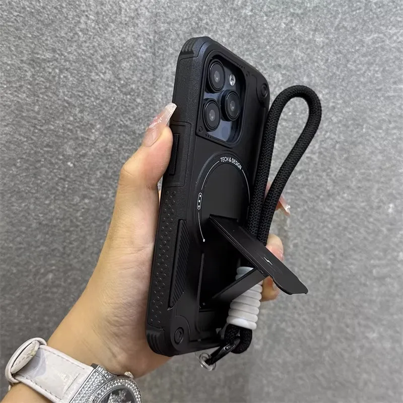 Luxury Stand Holder Anti-fall for Magsafe Phone Case for IPhone 17 16 13 12 Pro Max 15 14 Plus Wrist Strap Shockproof Back Cover
Luxury Stand Holder Anti-fall for Magsafe Phone Case for IPhone 17 16 13 12 Pro Max 15 14 Plus Wrist Strap Shockproof Back Cover
