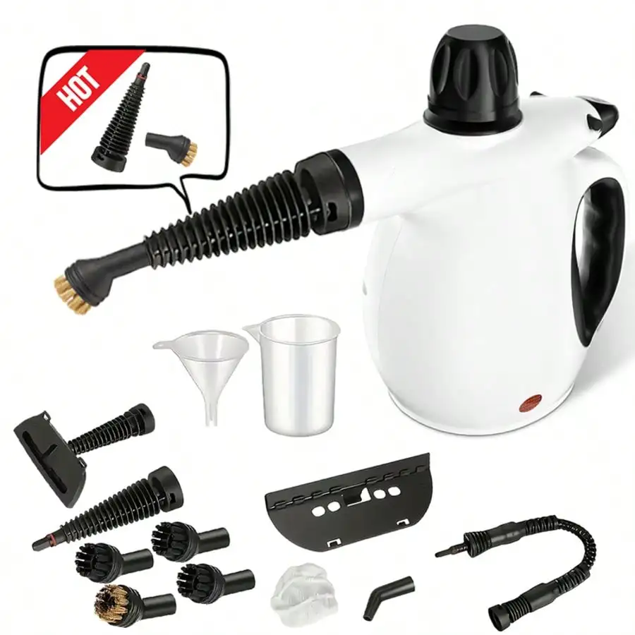 (Portable Steam Cleaner) Powerful Rapid Heating, 9.2FT Extended Power Cord & Safety Lock, 12pcs Multi-Surface Cleaning Accessori
(Portable Steam Cleaner) Powerful Rapid Heating, 9.2FT Extended Power Cord & Safety Lock, 12pcs Multi-Surface Cleaning Accessori