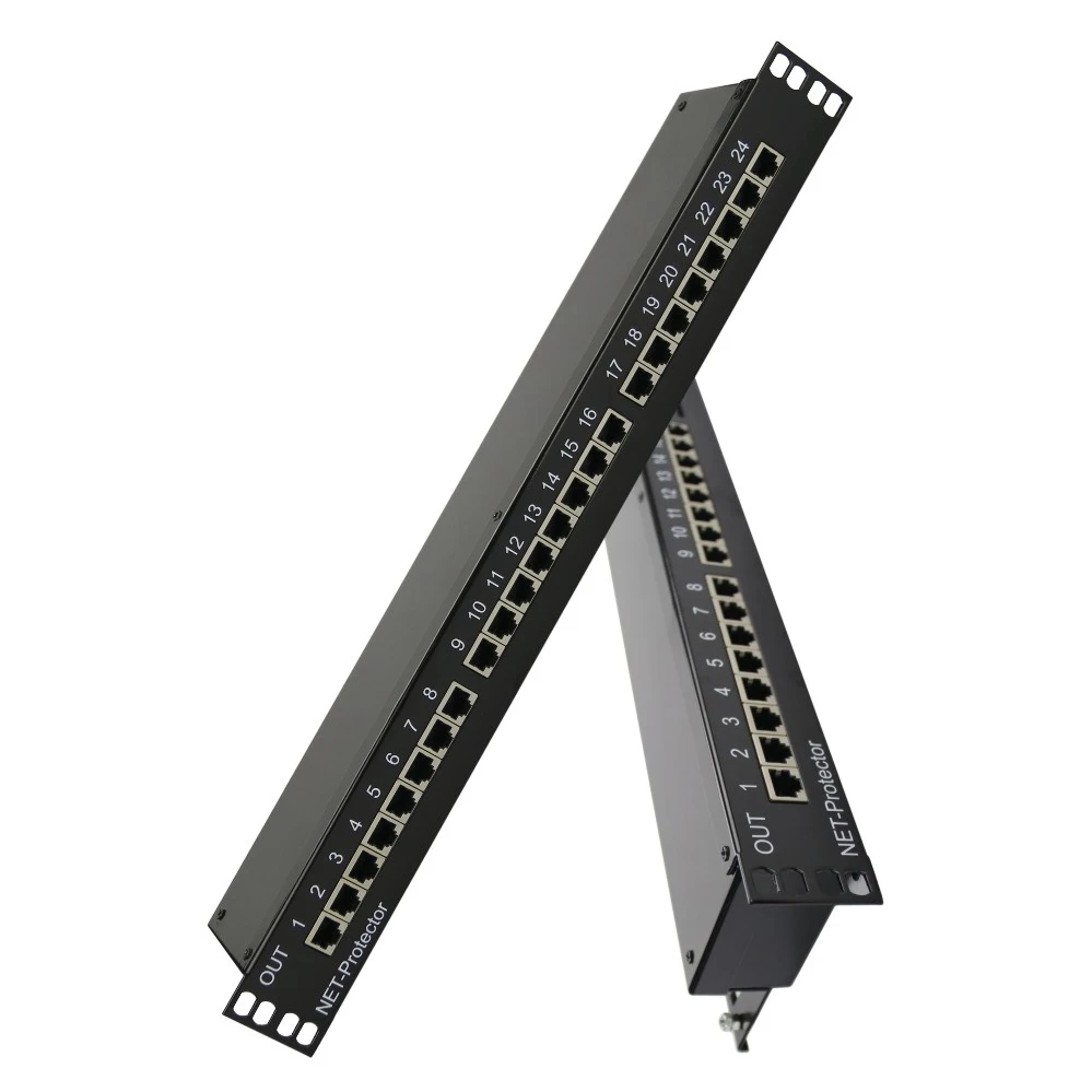 Telebahn 1000Mbps 48V CAT6 19'' Rack 24 Ports RJ45 Ethernet Gigabit Surge Protector Suppressor POE Device
Telebahn 1000Mbps 48V CAT6 19'' Rack 24 Ports RJ45 Ethernet Gigabit Surge Protector Suppressor POE Device