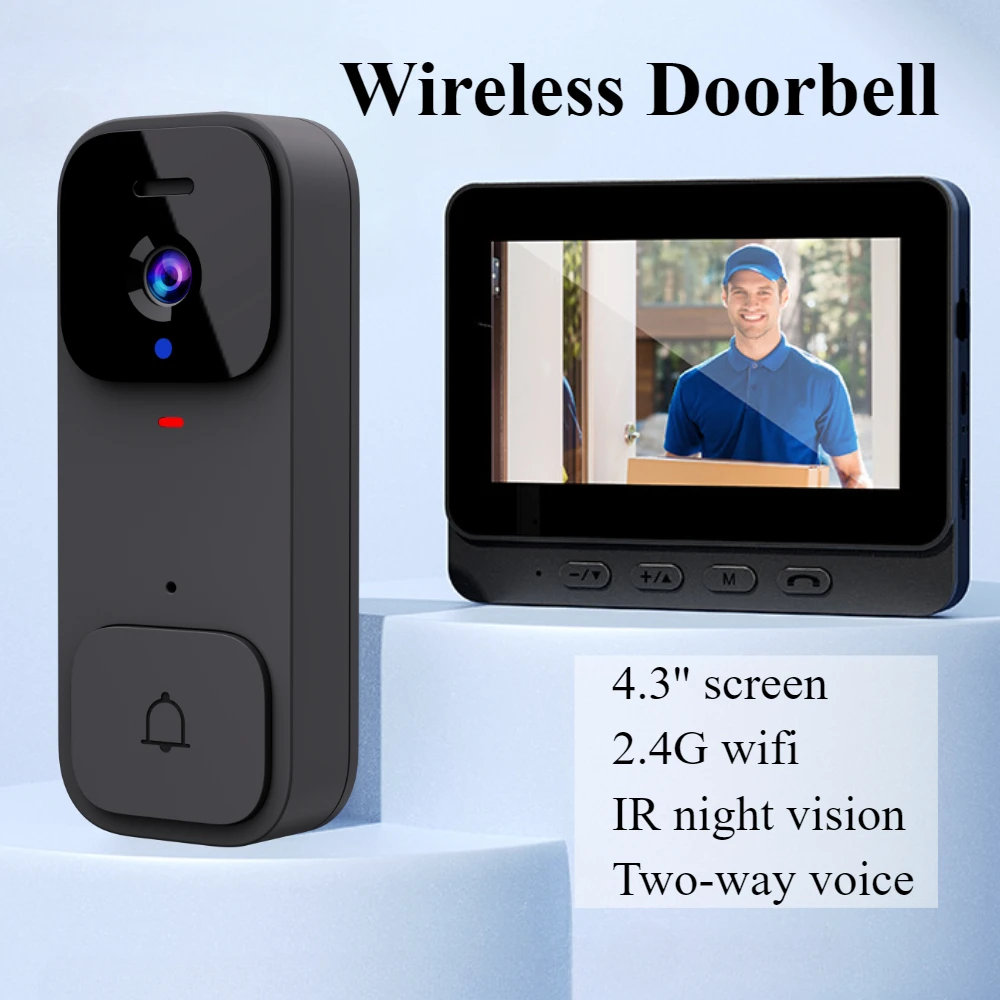 Smart Home Wireless Doorbells Security Camera Non-wifi Digital Door Peephole and 4.3' Screen Bell Intercom Video IR Night Vision
Smart Home Wireless Doorbells Security Camera Non-wifi Digital Door Peephole and 4.3' Screen Bell Intercom Video IR Night Vision