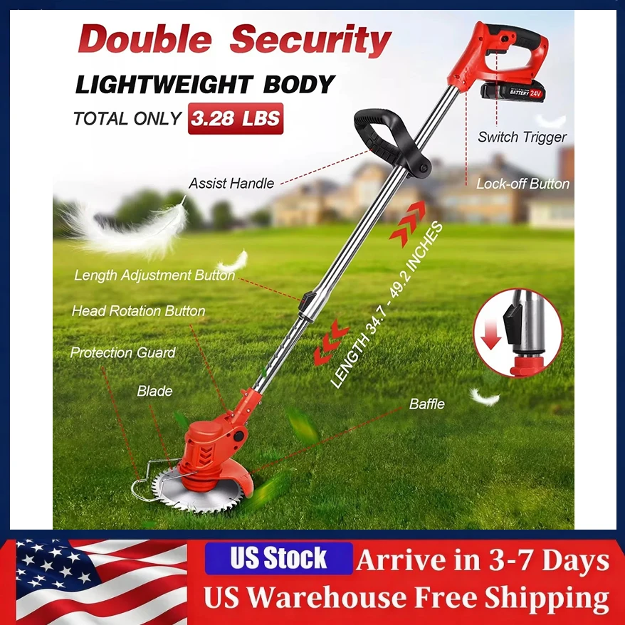 Electric Cordless Grass String Trimmer Foldable Lawn Edger Portable Weed Wacker Cutter Adjustable Garden Cutter with 2 Battery
Electric Cordless Grass String Trimmer Foldable Lawn Edger Portable Weed Wacker Cutter Adjustable Garden Cutter with 2 Battery