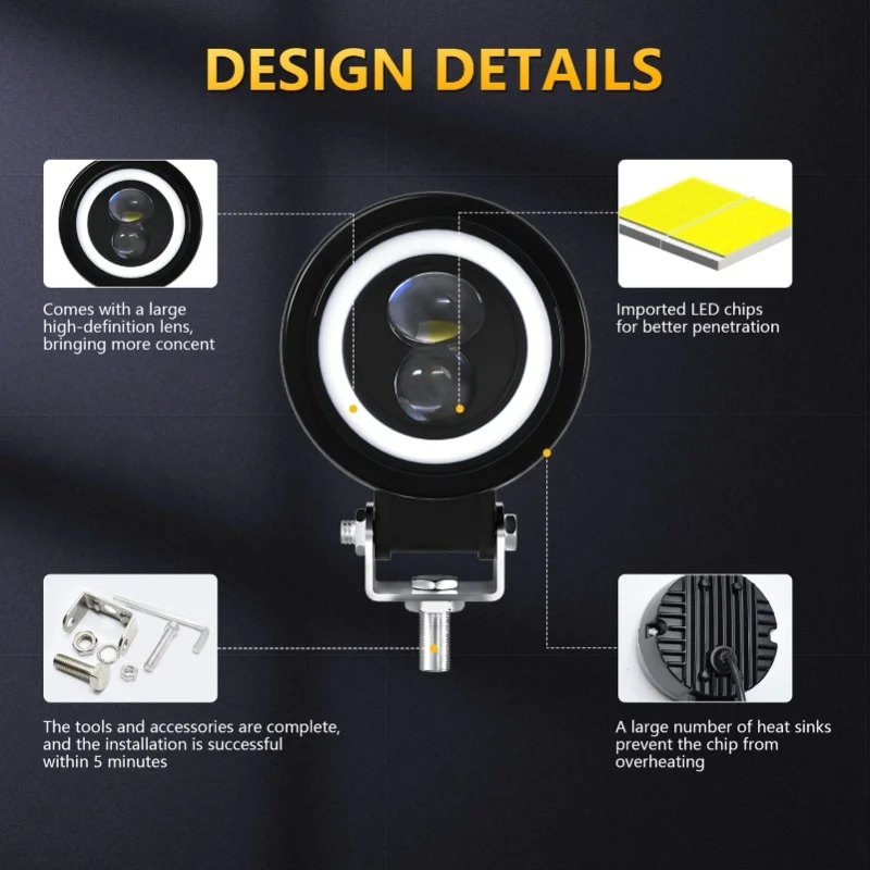 Motorcycle LED Driving Lights, 60W 6000K Super Bright Spotlights Waterproof Fog Lights For Cars Tractors Trucks ATVs SUVs Boats
Motorcycle LED Driving Lights, 60W 6000K Super Bright Spotlights Waterproof Fog Lights For Cars Tractors Trucks ATVs SUVs Boats