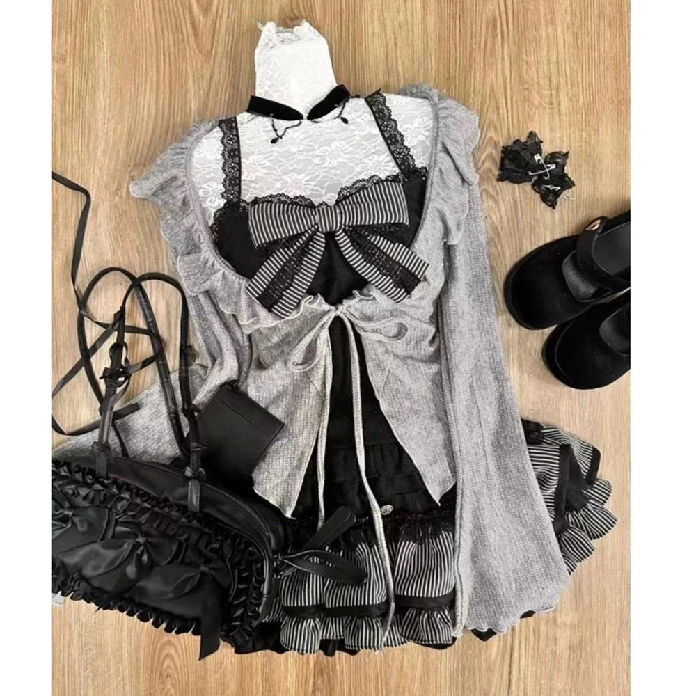 Sweet Lolita Retro Set Women's Ruffle Cardigan+Sexy Y2K Corset Tank Top+Mini Skirt Summer Korean Elegant 3-Piece Set Dress
Sweet Lolita Retro Set Women's Ruffle Cardigan+Sexy Y2K Corset Tank Top+Mini Skirt Summer Korean Elegant 3-Piece Set Dress