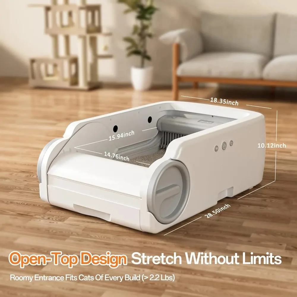 Open-Top Automatic Self-Cleaning Litter Box, Safety Sensors, APP Control, For Large Cats, Custom
Open-Top Automatic Self-Cleaning Litter Box, Safety Sensors, APP Control, For Large Cats, Custom