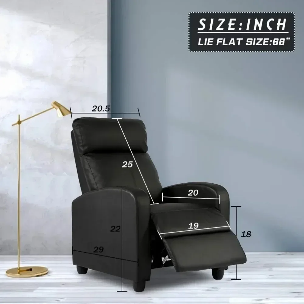 Modern Living Room Recliner, Massage Reading Sofa Home Theater Seat with PU Leather Upholstered Seat Back
Modern Living Room Recliner, Massage Reading Sofa Home Theater Seat with PU Leather Upholstered Seat Back