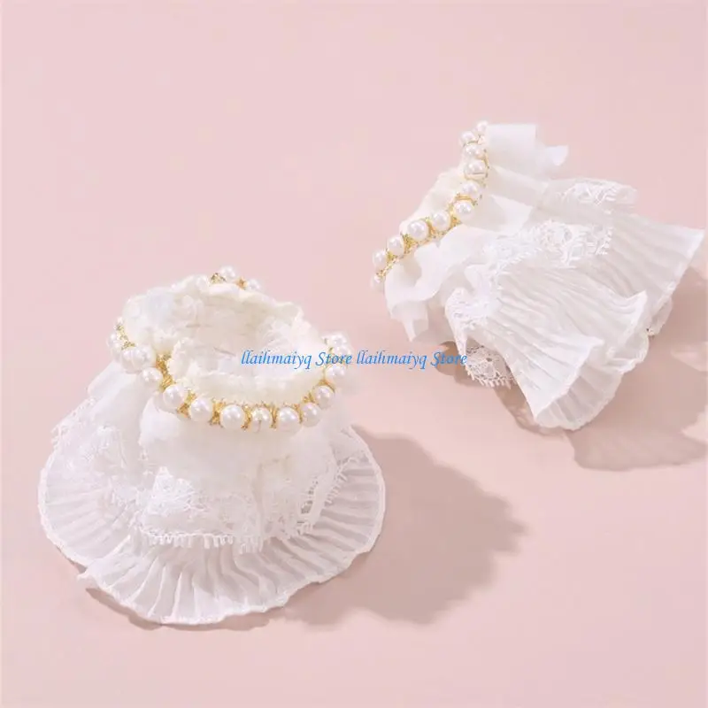 573B Elaborate Pearls Wrist Cuffs Detachable Wristband Elegant Pleated Lace Brim False Wristband for Sweater Accessories
573B Elaborate Pearls Wrist Cuffs Detachable Wristband Elegant Pleated Lace Brim False Wristband for Sweater Accessories