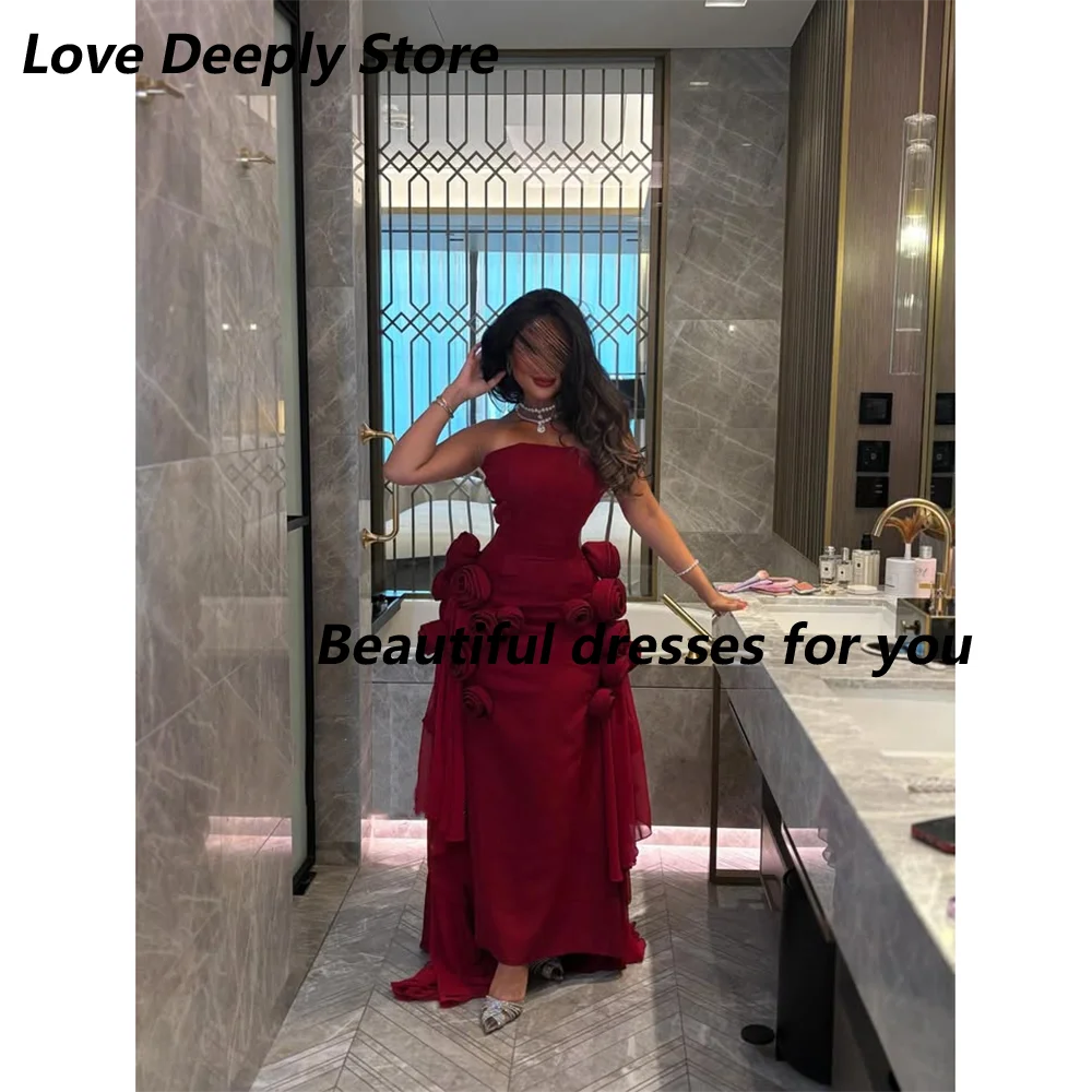 Elegant Evening Dress Arabian Party Gown Customized Strapless Flowers Pleat Mermaid Ankle Length Party Gown Prom Dresses
Elegant Evening Dress Arabian Party Gown Customized Strapless Flowers Pleat Mermaid Ankle Length Party Gown Prom Dresses