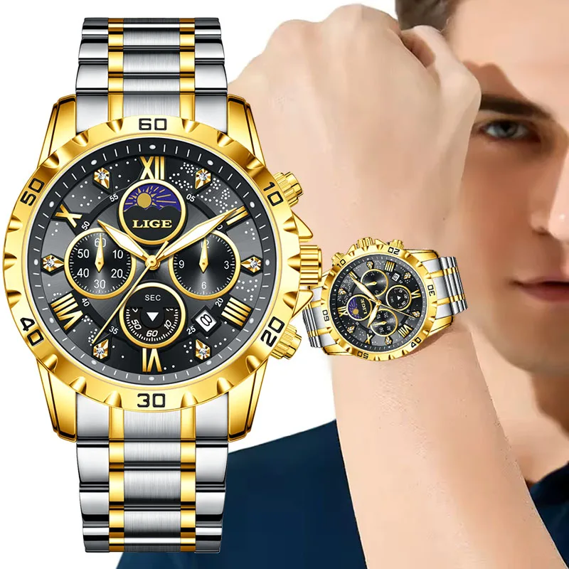 LIGE Luxury Watch for Men Fashion Quartz Sport Men Watch Waterproof Luminous Stainless Steel Chronograph Clock Male Montre Homme
LIGE Luxury Watch for Men Fashion Quartz Sport Men Watch Waterproof Luminous Stainless Steel Chronograph Clock Male Montre Homme