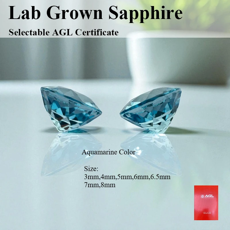 Lab Grown Sapphire Aquamarine Color Round Cut Charm Bead For Diy Jewelry Making Pendant Selectable AGL Certificate
Lab Grown Sapphire Aquamarine Color Round Cut Charm Bead For Diy Jewelry Making Pendant Selectable AGL Certificate