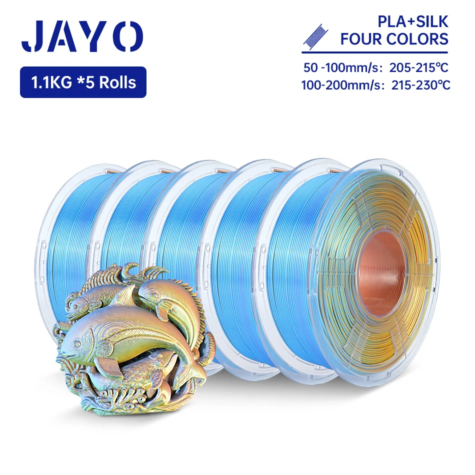 JAYO 1,75 мм шелковая нить PLA четырехкратного цвета PLA Plus нить для 3D-принтера блестящая шелковая текстура 4 в 1 цветная нить 5 рулонов/набор
JAYO 1,75 мм шелковая нить PLA четырехкратного цвета PLA Plus нить для 3D-принтера блестящая шелковая текстура 4 в 1 цветная нить 5 рулонов/набор