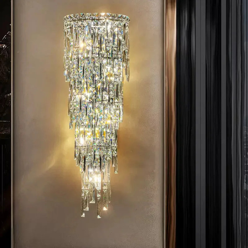 Gold/Chrome Long vertical Crystal Wall Lamp for Living Room Bedroom deco Indoor Lighting Villa Ktv Hotel mirror Led Wall fixture
Gold/Chrome Long vertical Crystal Wall Lamp for Living Room Bedroom deco Indoor Lighting Villa Ktv Hotel mirror Led Wall fixture