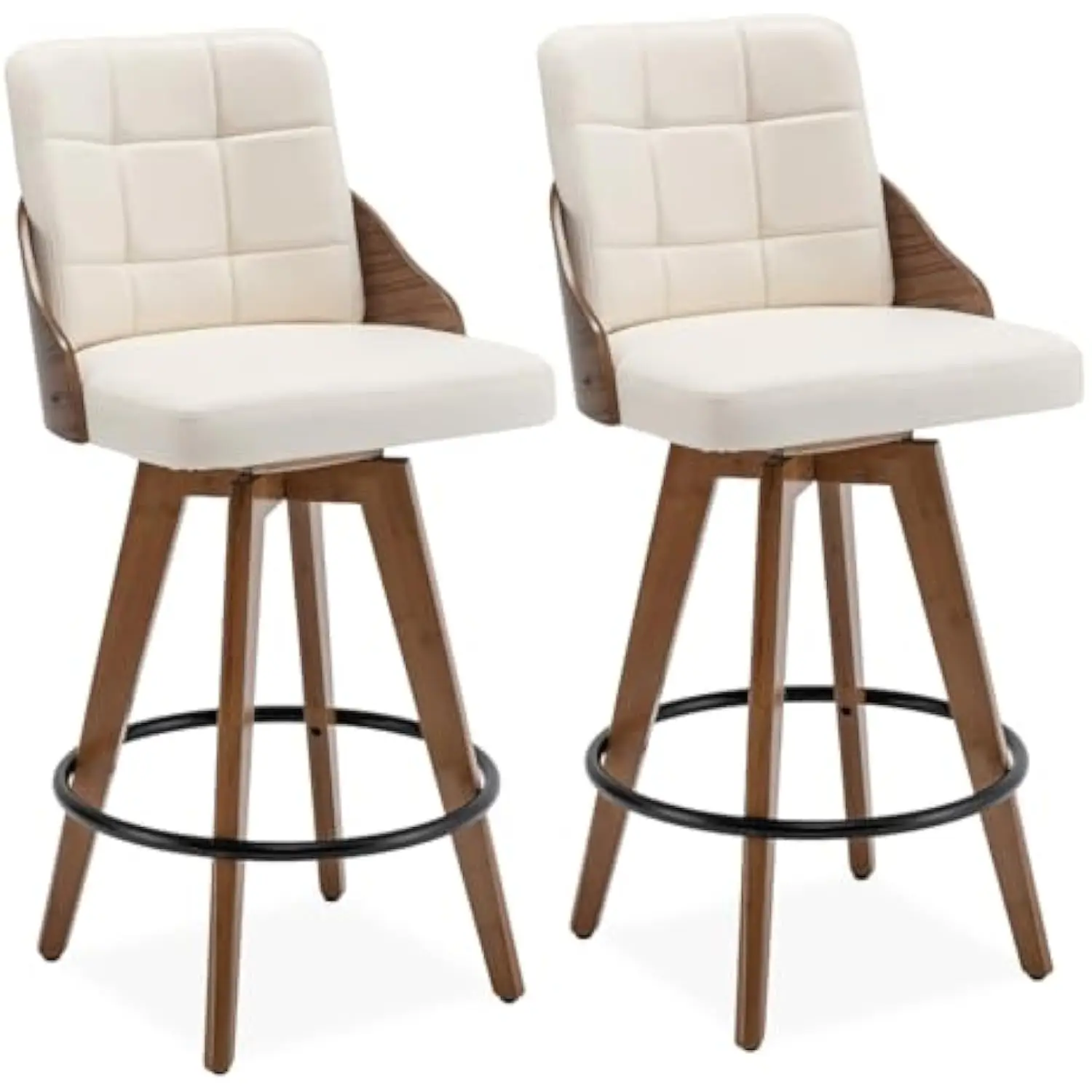 Bar Stools Set of 2, Counter Height Bar Stools, 26 Inch Swivel Barstools with Walnut Craft, Upholstered Faux Leather with Back
Bar Stools Set of 2, Counter Height Bar Stools, 26 Inch Swivel Barstools with Walnut Craft, Upholstered Faux Leather with Back