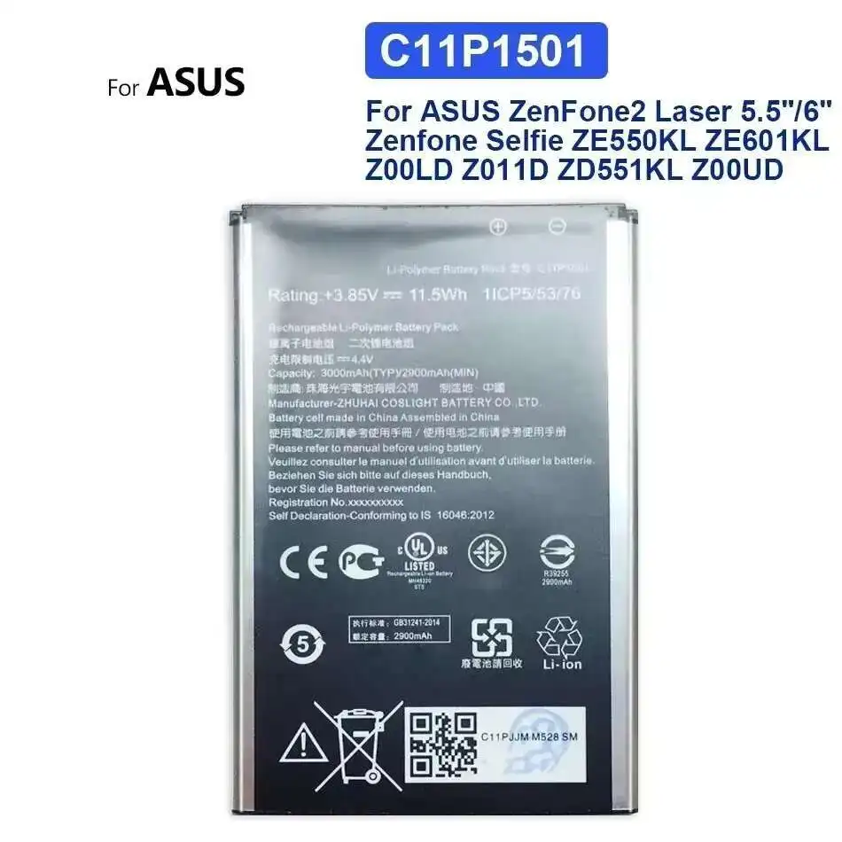 Расширенный аккумулятор емкостью 3000 мАч для Asus ZenFone 2 Laser ZE550KL ZE601KL ZE551KL, C11P1501
Расширенный аккумулятор емкостью 3000 мАч для Asus ZenFone 2 Laser ZE550KL ZE601KL ZE551KL, C11P1501
