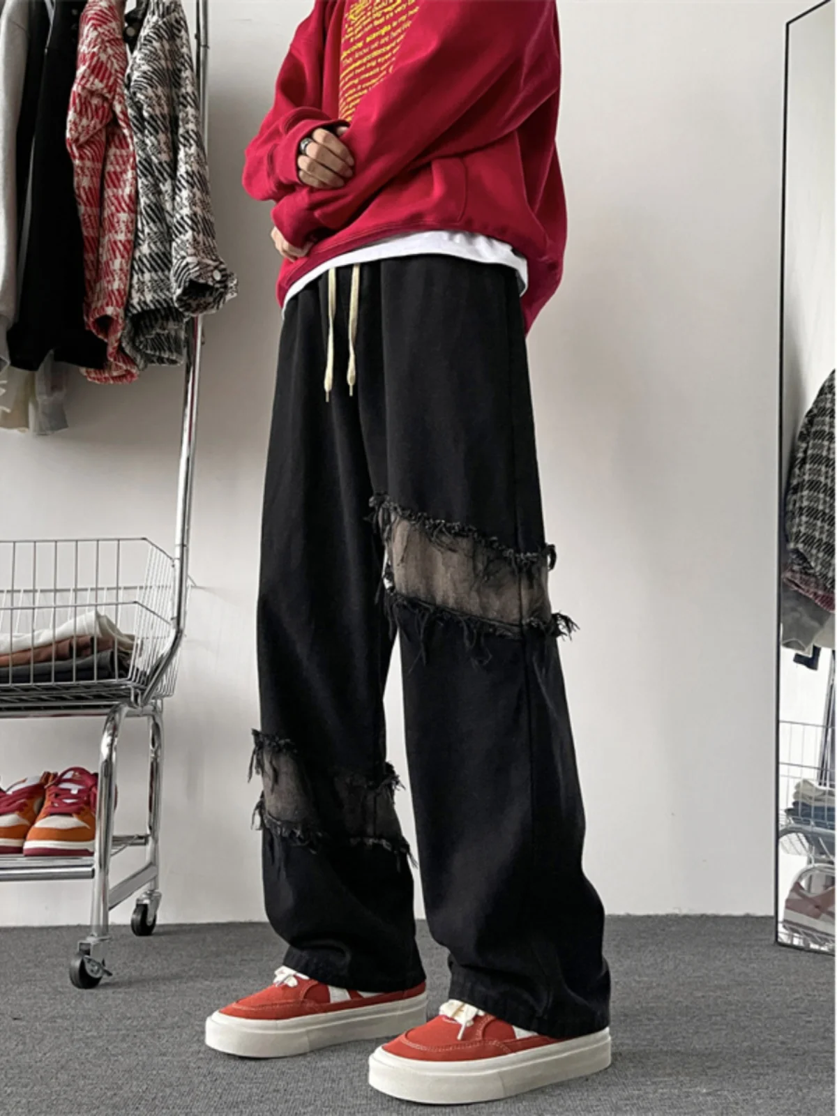 Retro Distressed Wide Leg Men's Jeans Street Style American Patchwork Design Loose Dad Pants Casual Loose Straight Tube
Retro Distressed Wide Leg Men's Jeans Street Style American Patchwork Design Loose Dad Pants Casual Loose Straight Tube