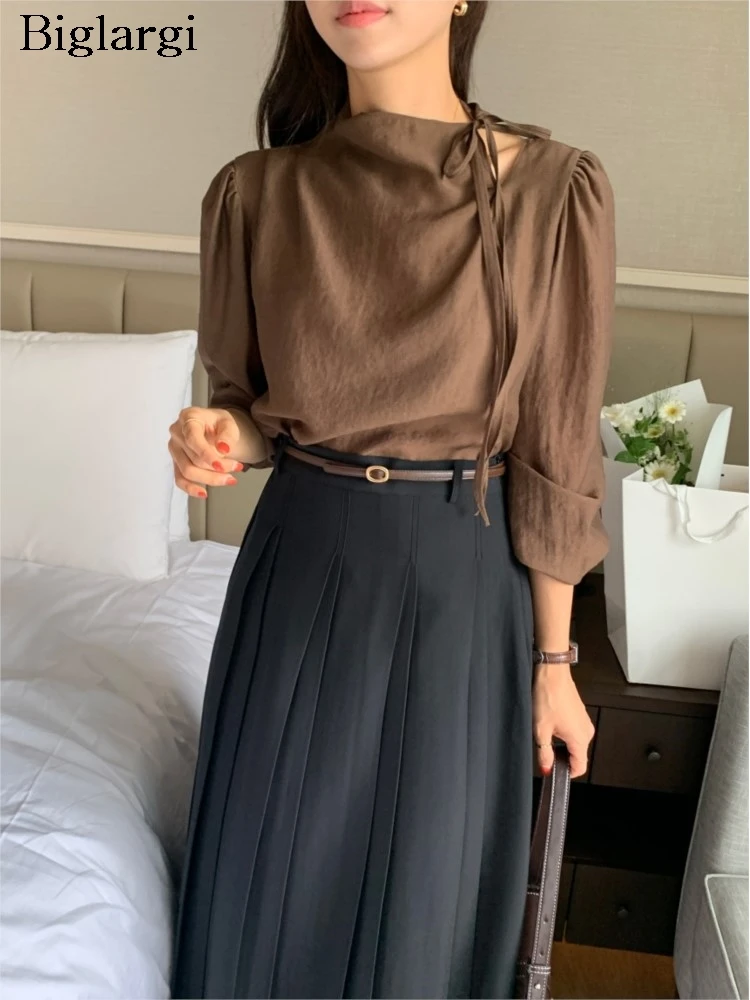 Spring Elegant Letten Sleeve Shirt Women Korean Style Lace Up Causal Blouse Ladies Shirts New Fashion Woman Blouses Tops 2026
Spring Elegant Letten Sleeve Shirt Women Korean Style Lace Up Causal Blouse Ladies Shirts New Fashion Woman Blouses Tops 2026