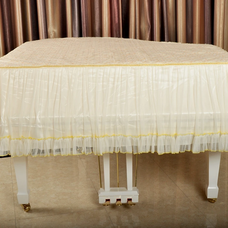 Beige lace embroidered grand piano cover, full cover, dustproof fabric triangle cover
Beige lace embroidered grand piano cover, full cover, dustproof fabric triangle cover