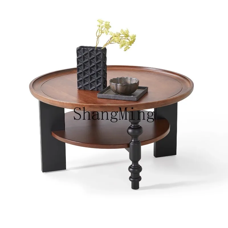 LXY retro solid wood coffee table small apartment living room round high-end tea table
LXY retro solid wood coffee table small apartment living room round high-end tea table