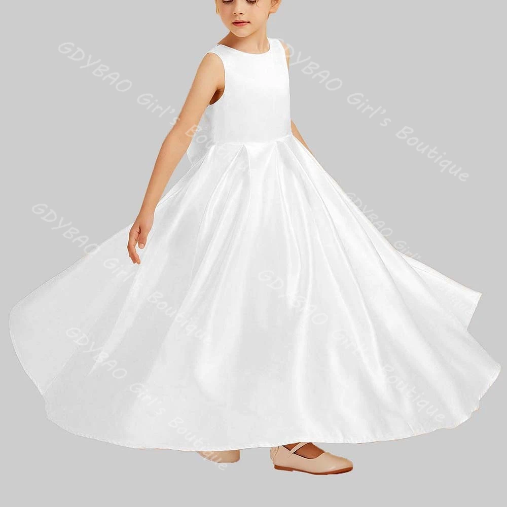 Customized Princess Flower Girl Dress Satin Bow Sheer Back Sleeveless Holy Communion Dress Kids Ankle Length Wedding Party Gown
Customized Princess Flower Girl Dress Satin Bow Sheer Back Sleeveless Holy Communion Dress Kids Ankle Length Wedding Party Gown