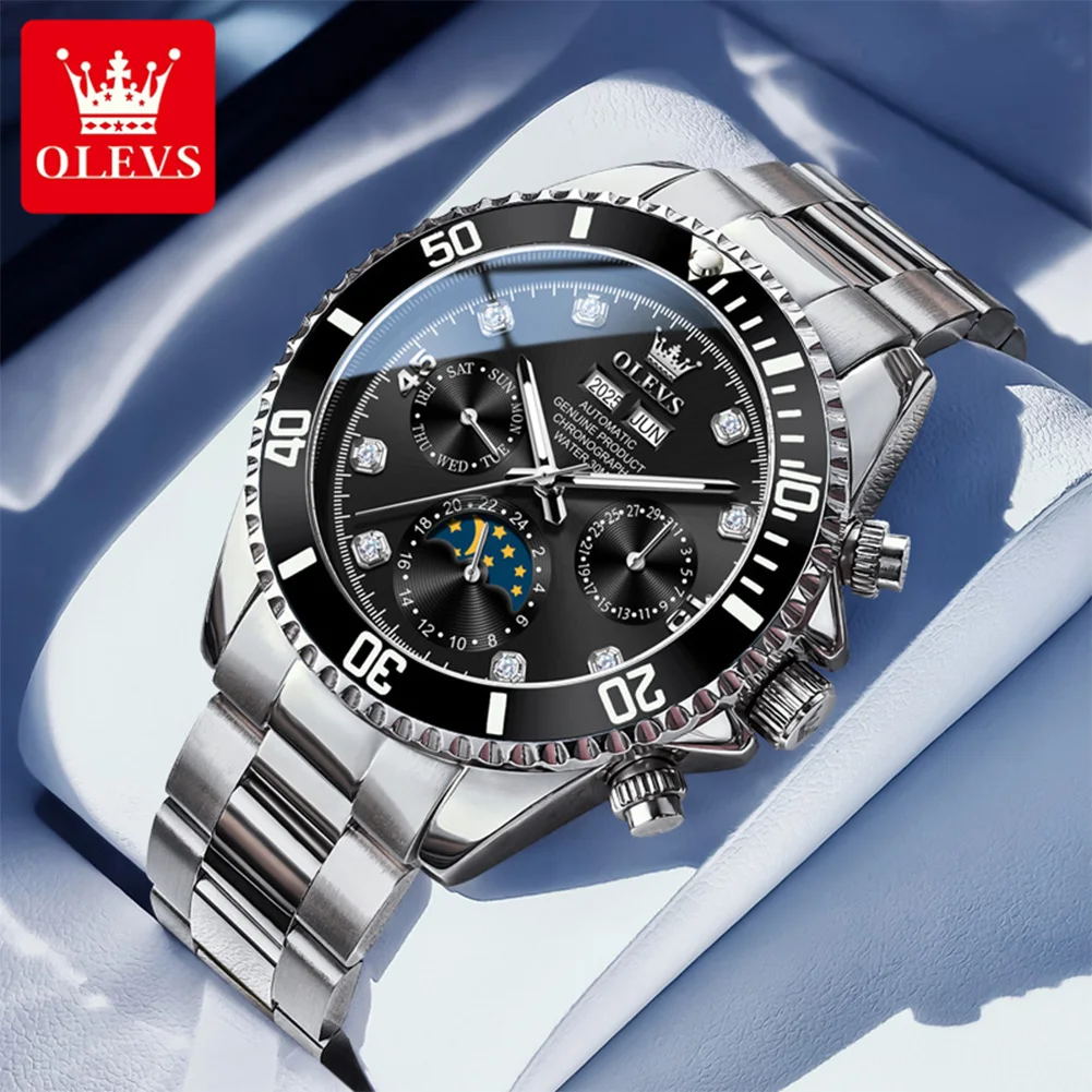 OLEVS 6729 New Original Mechanical Wristwatches for Men Moon Phase Luminous Luxury Automatic Men's Dress Watches
OLEVS 6729 New Original Mechanical Wristwatches for Men Moon Phase Luminous Luxury Automatic Men's Dress Watches