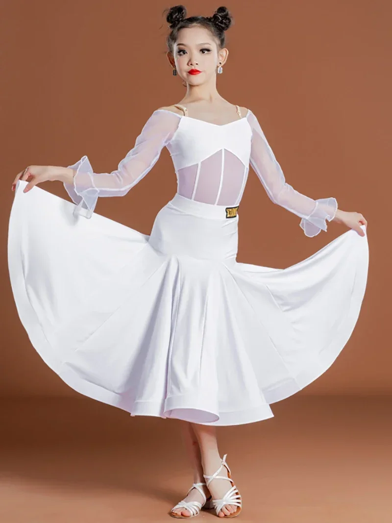 Latin Ballroom Dance Dress Clothes Kids White Mesh Tops Skirt Women Girls Tango Costume Cha Cha Rumba Performance Dancewear
Latin Ballroom Dance Dress Clothes Kids White Mesh Tops Skirt Women Girls Tango Costume Cha Cha Rumba Performance Dancewear
