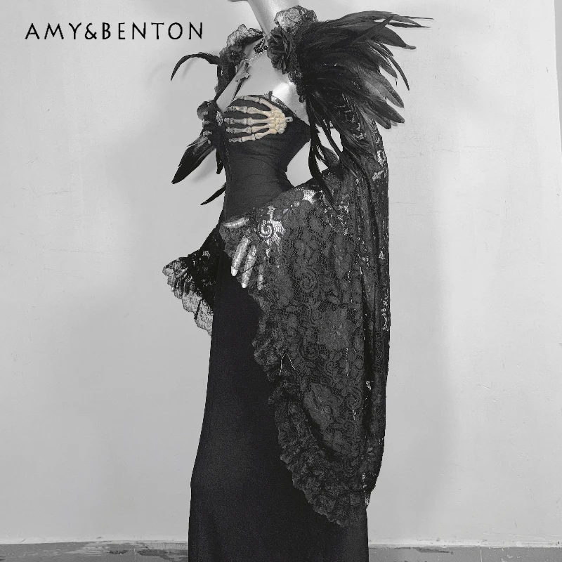 Original Gothic Dark Floral Decor Women's Mermaid Dress 2025 Autumn New Design Feather Fur Shawl Coat Gown Dresses Sets Ladies
Original Gothic Dark Floral Decor Women's Mermaid Dress 2025 Autumn New Design Feather Fur Shawl Coat Gown Dresses Sets Ladies