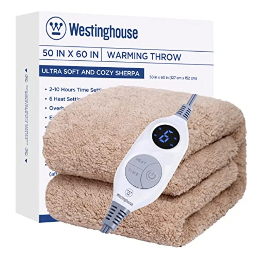 Electric Blanket Throw Size Soft Plush Sherpa Heated Blanket with 6 Heating Levels and 2-10 Hours Auto-Off Machine Washable 50x
Electric Blanket Throw Size Soft Plush Sherpa Heated Blanket with 6 Heating Levels and 2-10 Hours Auto-Off Machine Washable 50x