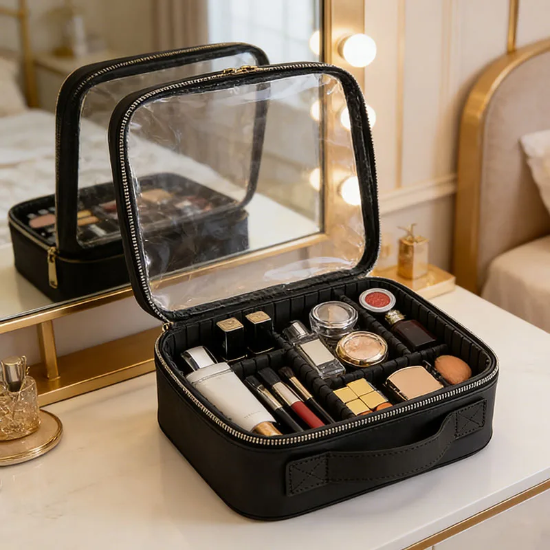 High Quality Professional Professional Makeup Case for Women PVC Transparent Cosmetic Bag Girl Toolbox Artist Travel Makeup Bag
High Quality Professional Professional Makeup Case for Women PVC Transparent Cosmetic Bag Girl Toolbox Artist Travel Makeup Bag