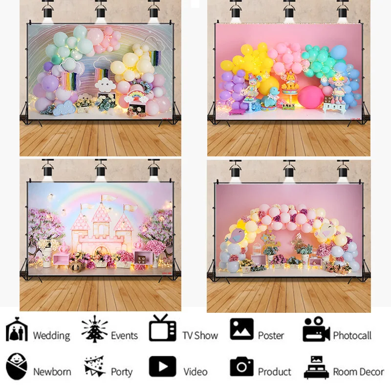 SHUOZHIKE Romantic Decoration Colorful Balloon Arch Bears Background Newborn Baby Birthday Lights Photography Backdrops VY-06
SHUOZHIKE Romantic Decoration Colorful Balloon Arch Bears Background Newborn Baby Birthday Lights Photography Backdrops VY-06