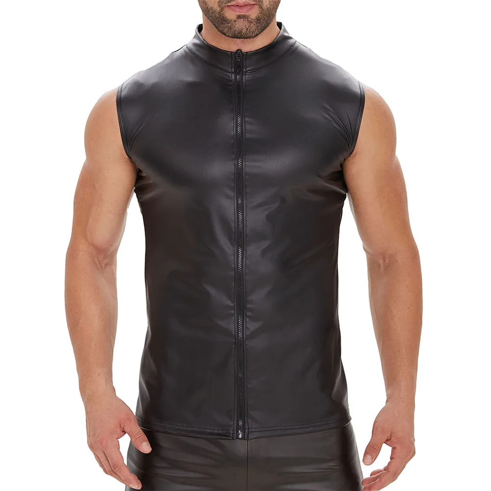 Men Sleeveless Singlet Sexy Slim Zipper Faux Leather Tank Tops Male Gym Fitness Shaping Vest Bodycon Muscle Undershirts Clubwear
Men Sleeveless Singlet Sexy Slim Zipper Faux Leather Tank Tops Male Gym Fitness Shaping Vest Bodycon Muscle Undershirts Clubwear