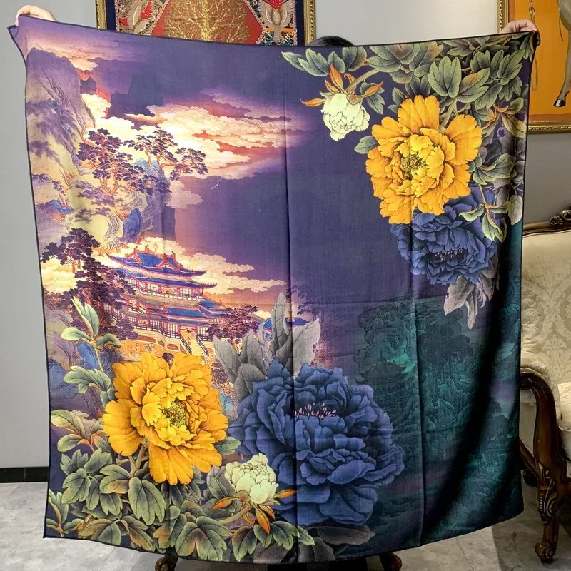 High-end Elegant Women's Fine Palace Peony Double-sided Printed Quality Silk Wool Hand Rolled Edge Large Square Scarf Shawls
High-end Elegant Women's Fine Palace Peony Double-sided Printed Quality Silk Wool Hand Rolled Edge Large Square Scarf Shawls