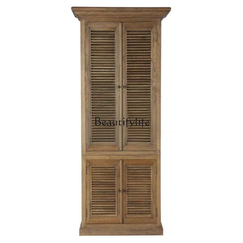 *American country retro old solid wood wardrobe French louver door oak locker
*American country retro old solid wood wardrobe French louver door oak locker