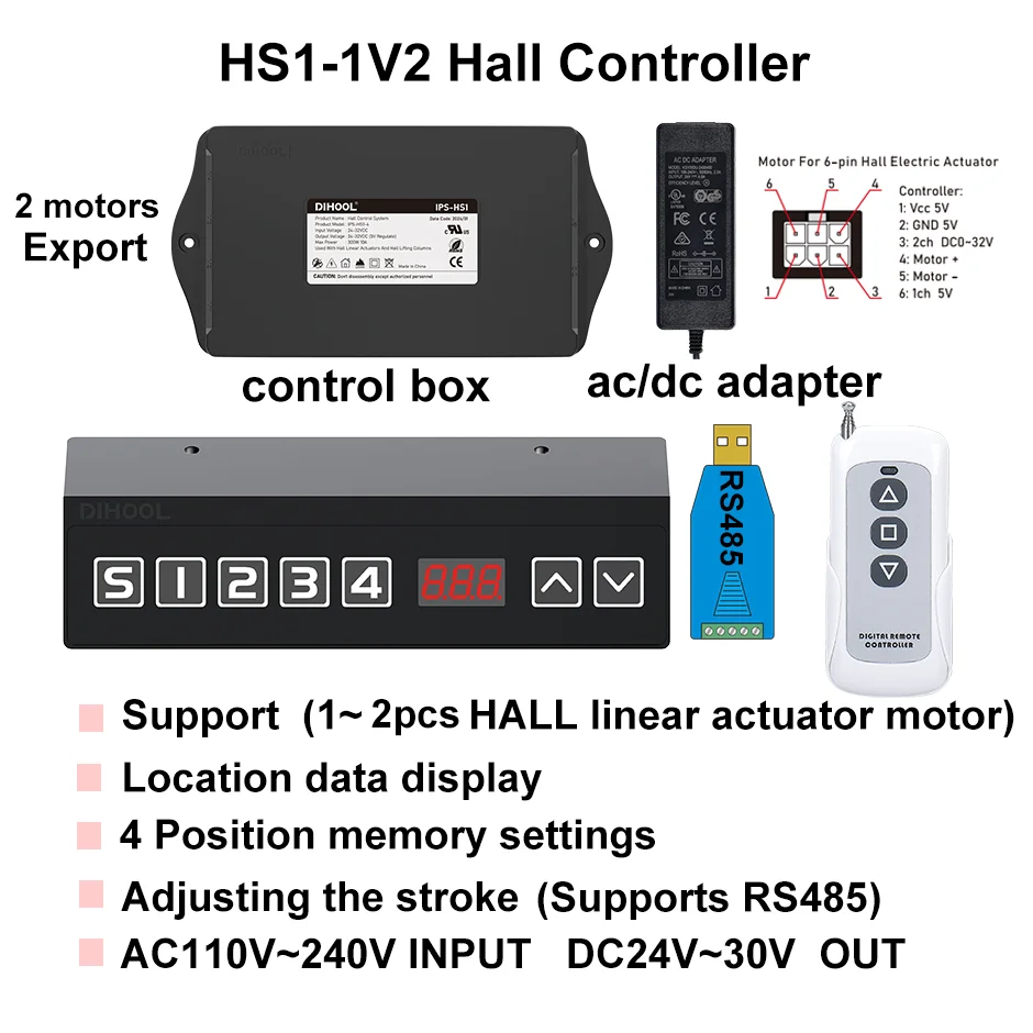 Hall Controller Synchronous Precision Control 1pcs 2pcs AC TO DC 24V Motor Linear Actuator Lift Table Height Display Memory
Hall Controller Synchronous Precision Control 1pcs 2pcs AC TO DC 24V Motor Linear Actuator Lift Table Height Display Memory